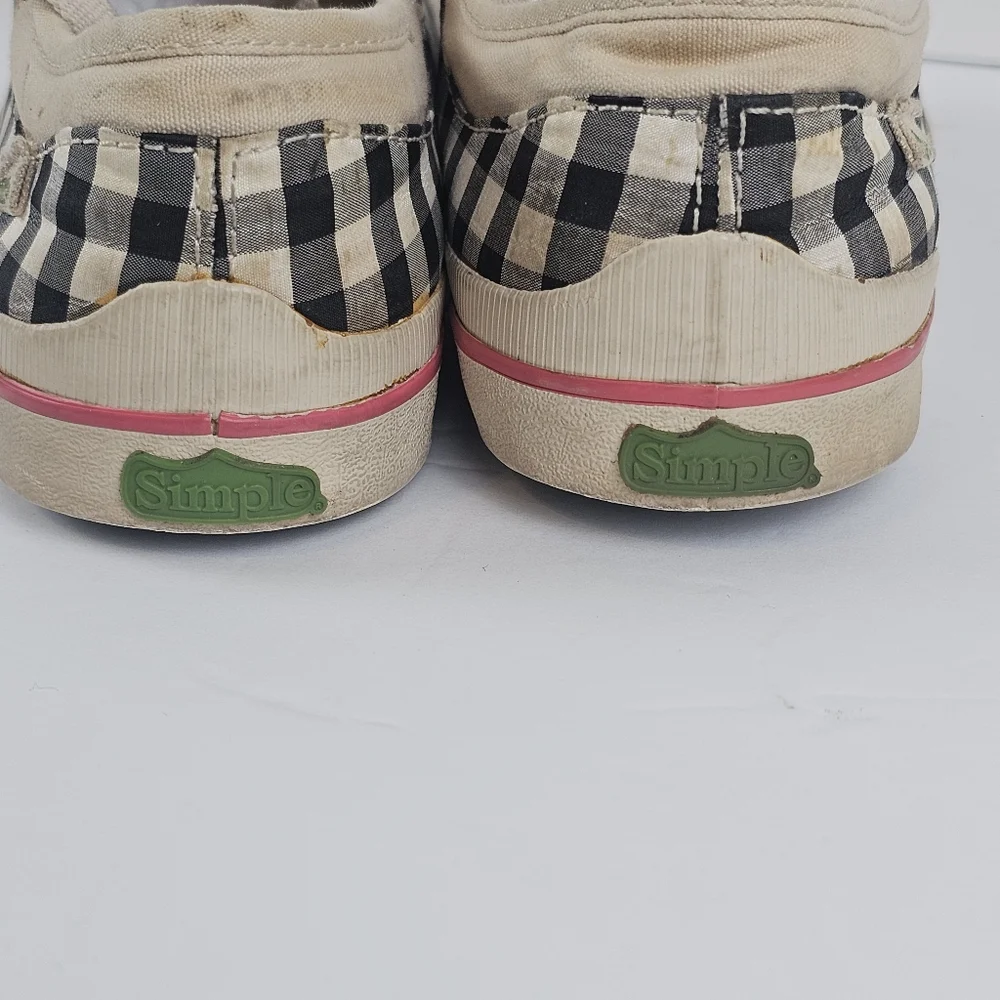 Vintage Eco Sneaks Shoes  Sneakers Black White Plaid Pink Sneakers 7.5‎ Lace Up